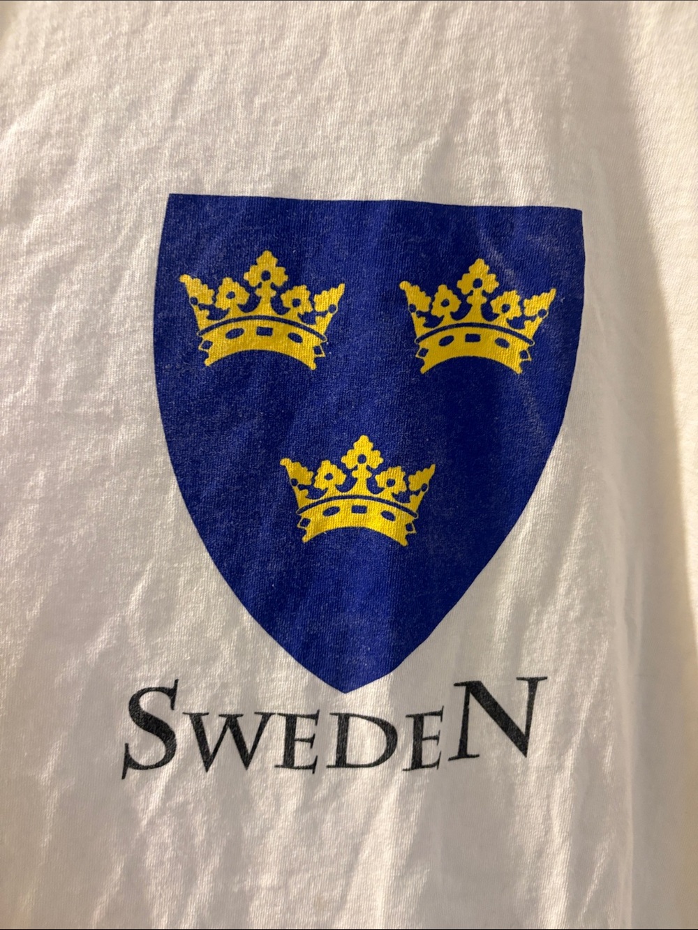 Sweden White Tee with Blue Shield & Yellow Crowns - Picture 2 of 5